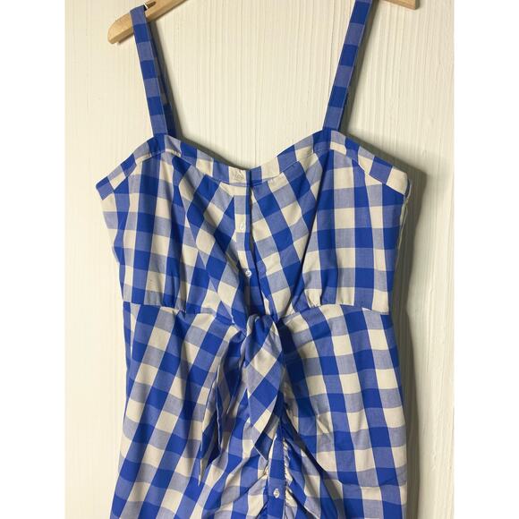 LIKELY "Minka" Blue and White Gingham Plaid Ruffle Hem Mini Dress US 14 - Picture 5 of 11